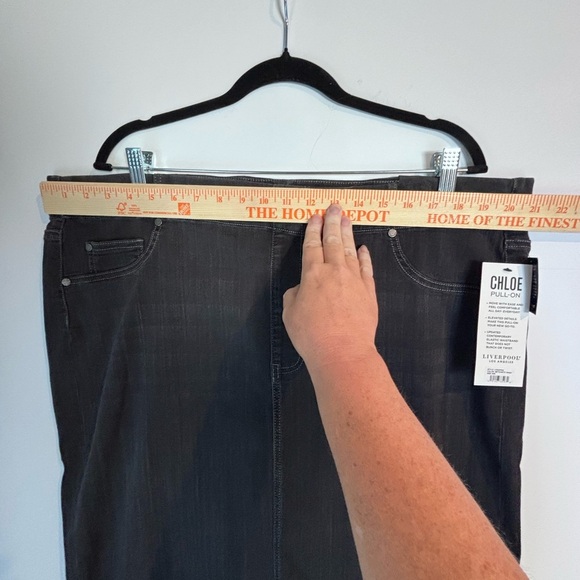 Liverpool Los Angeles Zora Denim Knit Pencil Skirt Dark Grey 24W - Picture 4 of 15